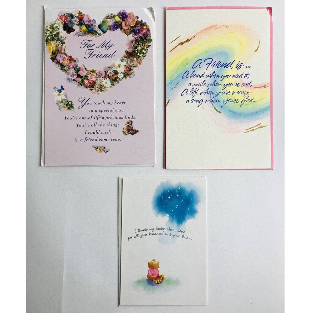 3 Vintage HALLMARK AMERICAN GREETINGS Mother's Day CARDS FORGET ME NOT Friend